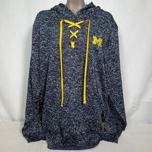 Michigan Wolverines NCAA Valiant Space Dye Navy Yellow Lace Up Hoodie Womens 2XL